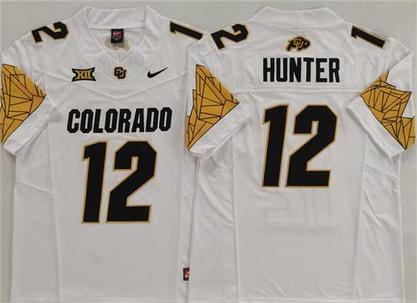 Mens Colorado Buffaloes #12 Travis Hunter White With XII Patch 2025 F.U.S.E. Stitched Football Jersey